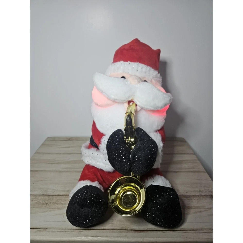 Animated Saxophone Santa Claus Plush Musical Singing Dancing Christmas Light Up